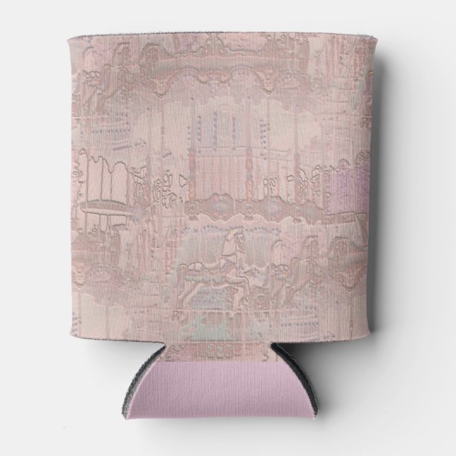 Porta-lata Cavalos cor-de-rosa-Feliz-redondos (Frente)
