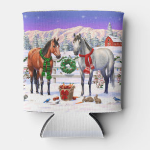Porta-lata Cavalos de Natal na neve