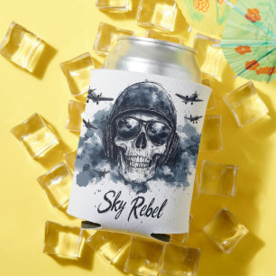 Porta-lata Caveira do Céu Rebelde com Capacete Piloto e Óculo