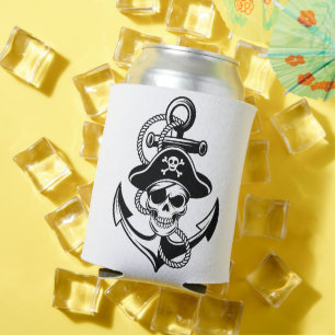 Porta-lata Caveira e Âncora de Pirata Negrito - Design náutic