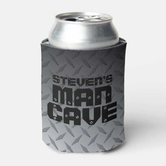 Porta-lata Caverna de Homem de Placa Diamante de Aço Personal (Can Front)