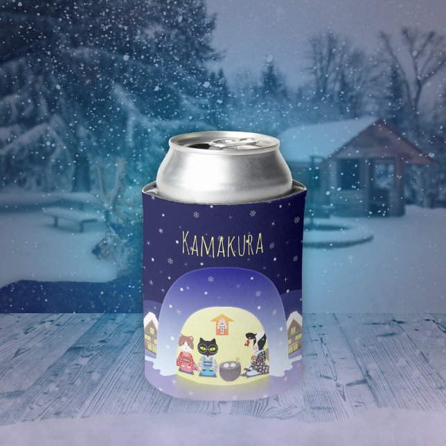 Porta-lata Celebração de Neve de Edo-Neko (Edo-Neko's Snowy Celebration Can Cooler)