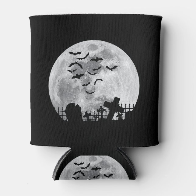 Porta-lata Cemitério da Lua Cheia de Halloween Morcegos Assus (Frente)