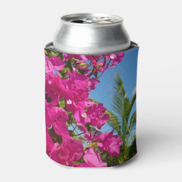 Porta-lata Cena de natureza tropical com buganvília e palmeir