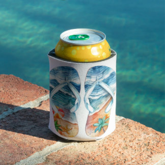 PORTA-LATA CENA DE PRAIA ARENOSA EM CHINELAS DE VERÃO