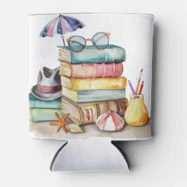 Porta-lata CENA DE PRAIA DE VERÃO EM Aquarela PASTEL COM LIVR