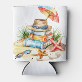 Porta-lata CENA DE PRAIA DE VERÃO EM Aquarela PASTEL COM LIVR