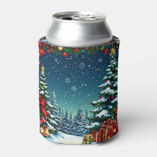 Porta-lata Cena Festiva de Natal com Árvores Nevadas