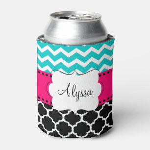 Porta-lata Cerceta Chevron cor-de-rosa Quatrefoil