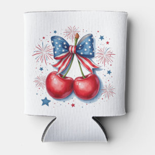 Porta-lata Cerejas com Arco Coquette 4 de julho Americano