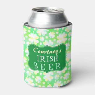 Porta-lata Cerveja irlandesa verde da aguarela de Patricks da