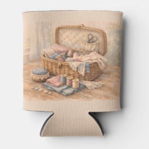 Porta-lata Cesto de Costura Antigo Cottagecore Pastel