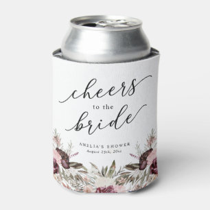 Porta-lata Chá de Bebê Boho Floral Borgonha
