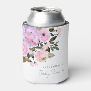 Porta-lata Chá de Bebê Boho Lavanda Rosa Floral Aquarela