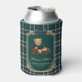Porta-lata Chá de Bebê Xadrez Urso de Pelúcia Luxuoso Preppy