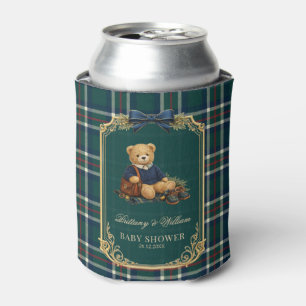 Porta-lata Chá de Bebê Xadrez Urso de Pelúcia Luxuoso Preppy