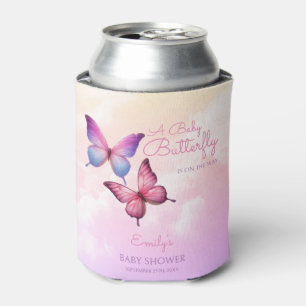 Porta-lata Chá de fraldas da borboleta de Lavanda rosa