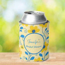 Porta-lata Chá de Panela - Florais em Amarelo Manteiga e Azul