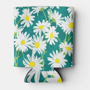 Porta-lata Chamomile Turquoise: Ilustração Sem Costura Floral