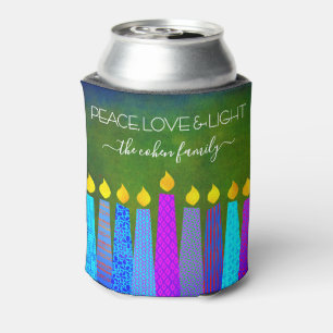 Porta-lata Chanucá verde Menorah vela paz amor luz