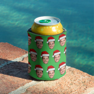 Porta-lata Chapéu de Papai Noel com Rosto Personalizado Natal