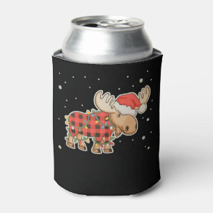 Porta-lata Chapéu de Papai Noel de Alce Xadrez de Búfalo Luz