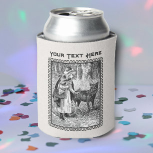 Porta-lata Chapeuzinho Vermelho em Flores Florestais Lobo Neg