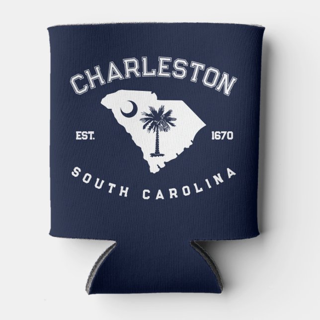 Porta-lata Charleston South Carolina Flag Map Souvenirs (Frente)