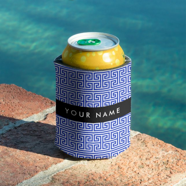 Porta-lata Chave Grega Meander H Blue, Seu Nome Personalizar (Piscina in situ)