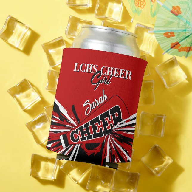 Porta-lata Cheerleader em vermelho, branco e preto (Verão in situ)