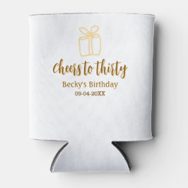 Porta-lata Cheers to thirty yellow brown birthday pastel gift