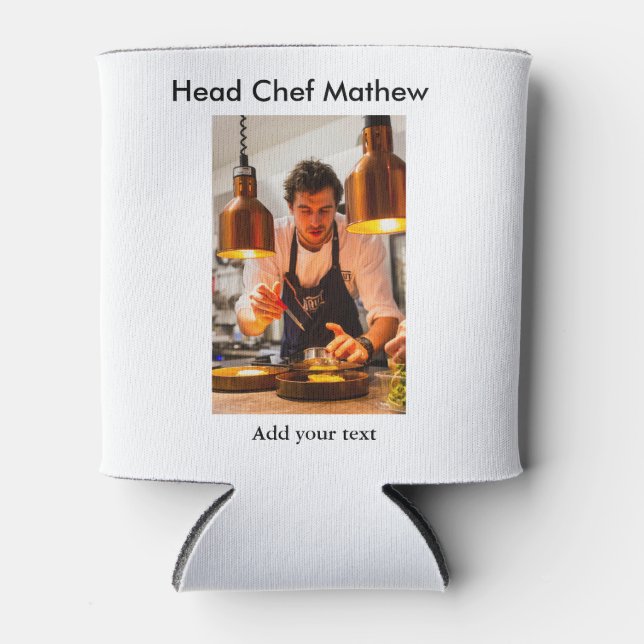 Porta-lata Chef cozinheiro adiciona nome SMS homens padaria d (Frente)