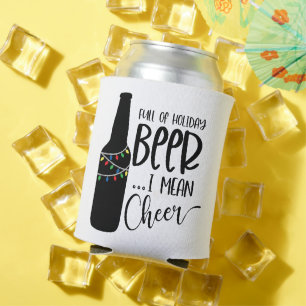 Porta-lata Cheio de cerveja de Natal e animação Bebendo eng
