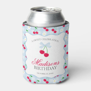 Porta-lata Cherry Sweet Blue Coquette Arco Birthday Favor