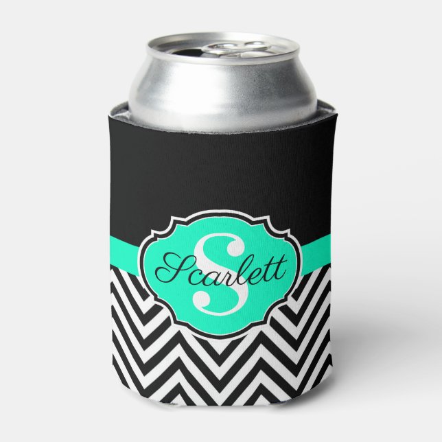 Porta-lata Chevrons Pretos e Brancos (Can Front)