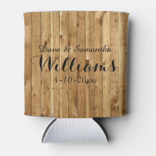 Porta-lata Chic Country Wood Sr. Wedding Favor