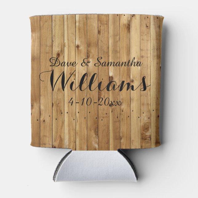 Porta-lata Chic Country Wood Sr. Wedding Favor (Frente)