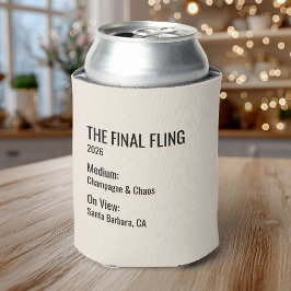 Porta-lata Chic Minimal Museum Label Bachelorette Party Favor