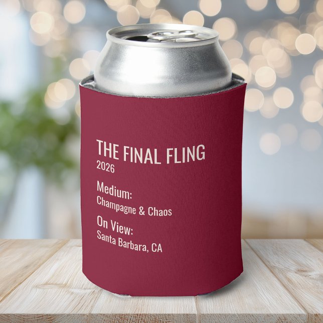 Porta-lata Chic Minimal Museum Label Bachelorette Party Favor (Criador carregado)