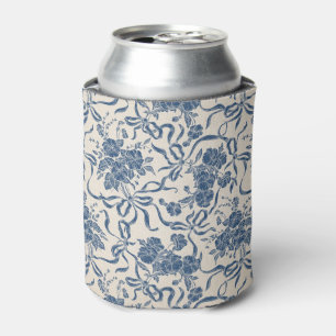 Porta-lata Chic Modern Vintage Marinho de Marfim Padrão Flor