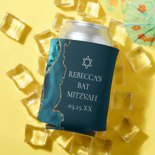Porta-lata Chic Teal Dourado Agate Bat Mitzvah
