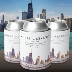 Porta-lata Chicago Skyline Aquarela Fim de Semana das Meninas