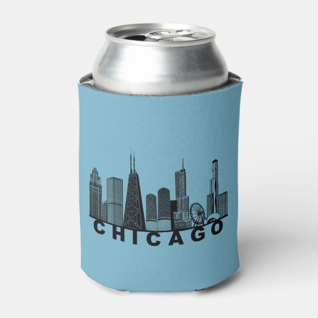 Porta-lata Chicago Skyline Silhouette  (Can Front)