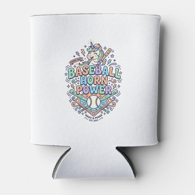 Porta-lata Chifre de Beisebol Unicórnio Poder Kawaii Design V (Frente)