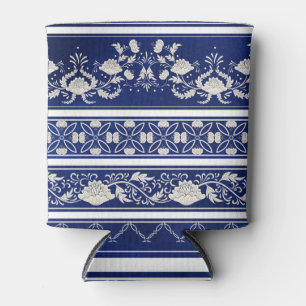 Porta-lata Chinês Floral Blue: Vintage Watercolor Borders