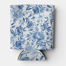 Porta-lata Chinoiserie Azul Floral Botânico em Aquarela