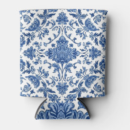 Porta-lata Chinoiserie Floral Azul em Aquarela Branca