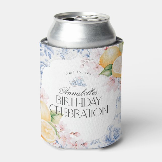 Porta-lata Chinoiserie Lemon Tea Party Birthday Favor (Can Front)