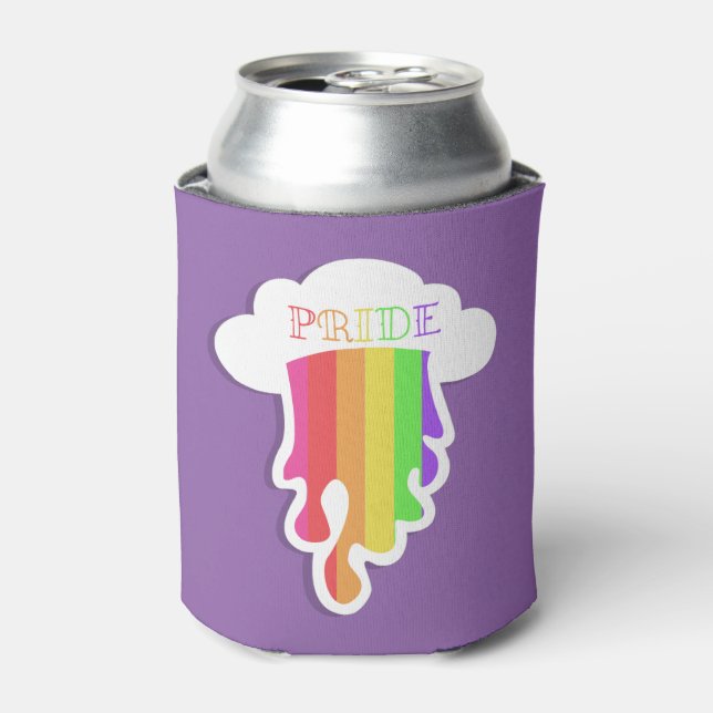 Porta-lata Chovendo Arco-Íris Orgulho Gay (Can Front)