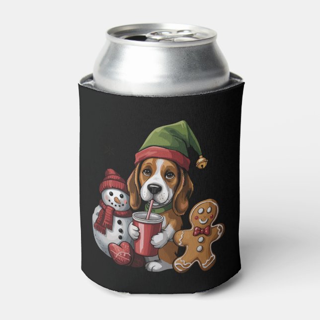 Porta-lata Christmas Basset Hound Dog Elf Merry Xmas (Can Front)